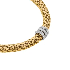 Online Collana Fope Collezione Love Nest in Oro Giallo e Bianco con Pave di Diamanti Gioielli Fope