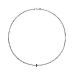 Discount Collana Fope Collezione Prima in Oro Bianco con Pave di Diamanti Neri Uomo Gioielli Fope Uomo | Gioielli Fope
