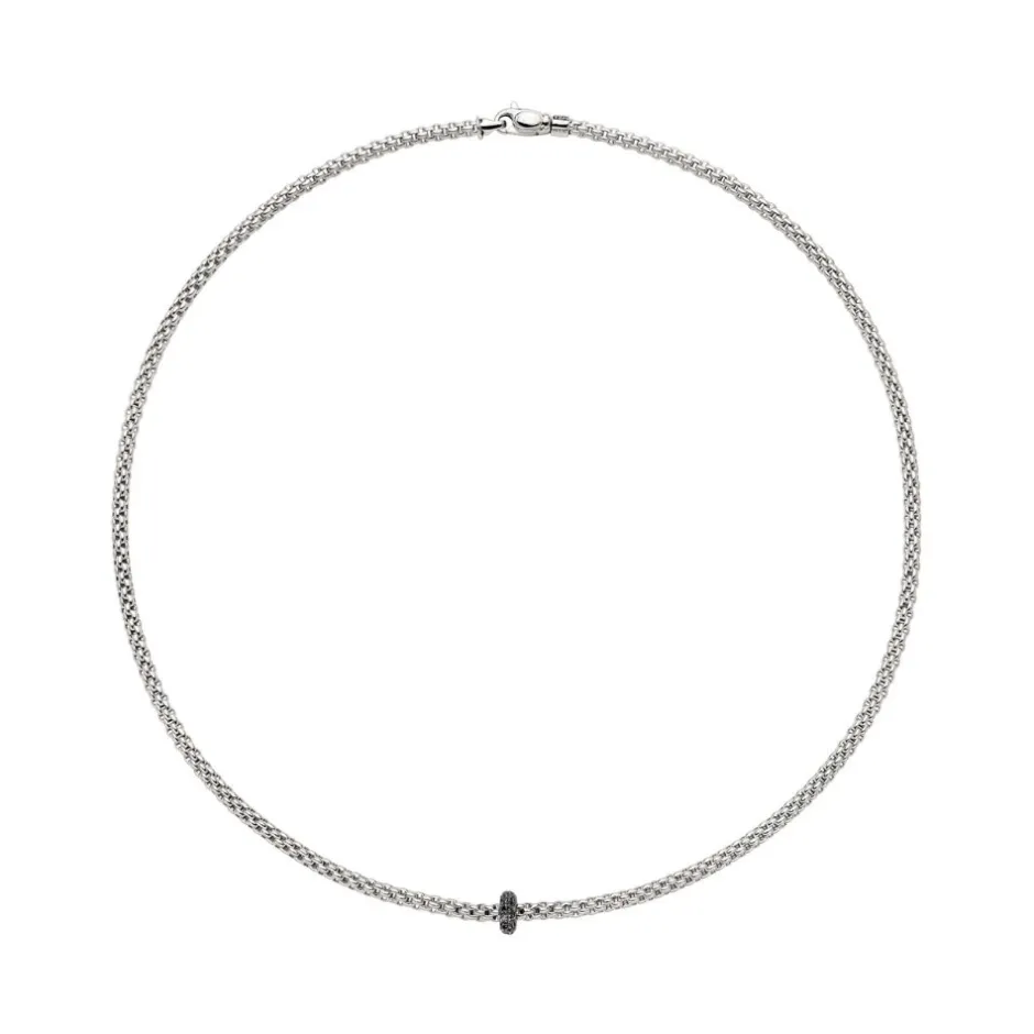 Discount Collana Fope Collezione Prima in Oro Bianco con Pave di Diamanti Neri Uomo Gioielli Fope Uomo | Gioielli Fope