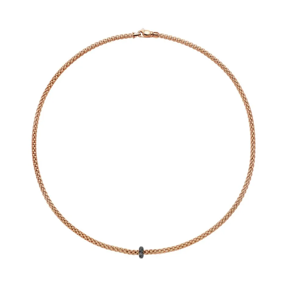 New Collana Fope Collezione Prima in Oro Rosa con Pave di Diamanti Neri Uomo Gioielli Fope Uomo | Gioielli Fope