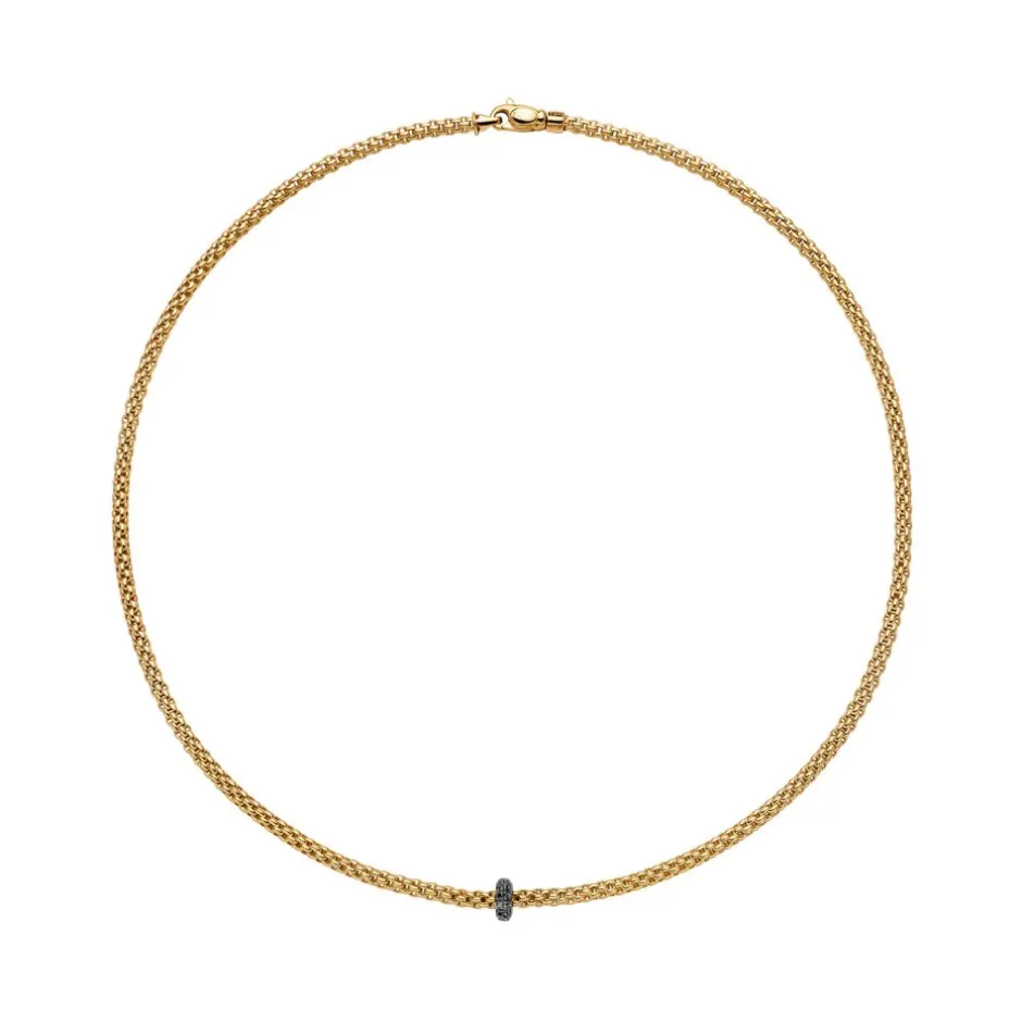 Sale Collana Fope Collezione Prima in Oro Giallo con Pave di Diamanti Neri Uomo Gioielli Fope Uomo | Gioielli Fope