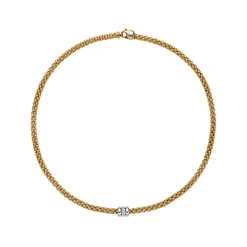 New Collana Fope Collezione Solo in Oro Giallo e Diamanti Gioielli Fope
