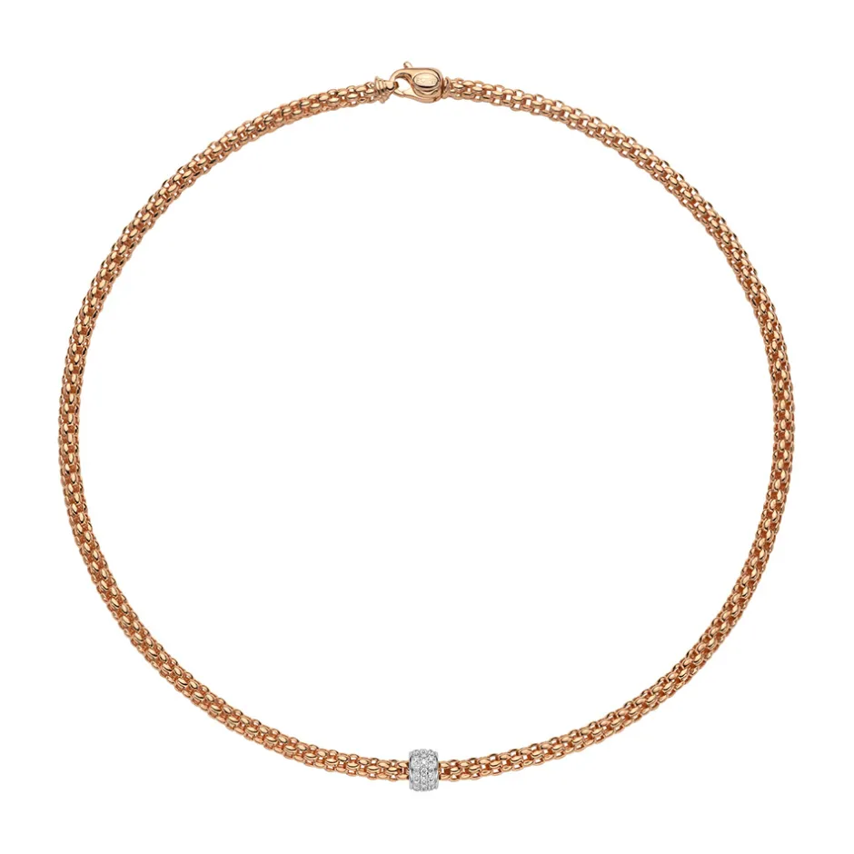 Best Collana Fope Collezione Solo in Oro Rosa con Bariletto in Diamanti Gioielli Fope