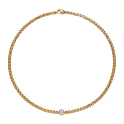 Sale Collana Fope Collezione Solo in Oro Giallo con Bariletto in Diamanti Gioielli Fope