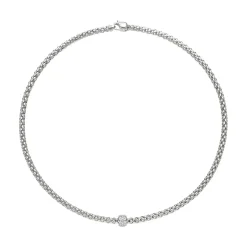 Best Collana Fope Collezione Solo in Oro Bianco con Bariletto in Diamanti Gioielli Fope