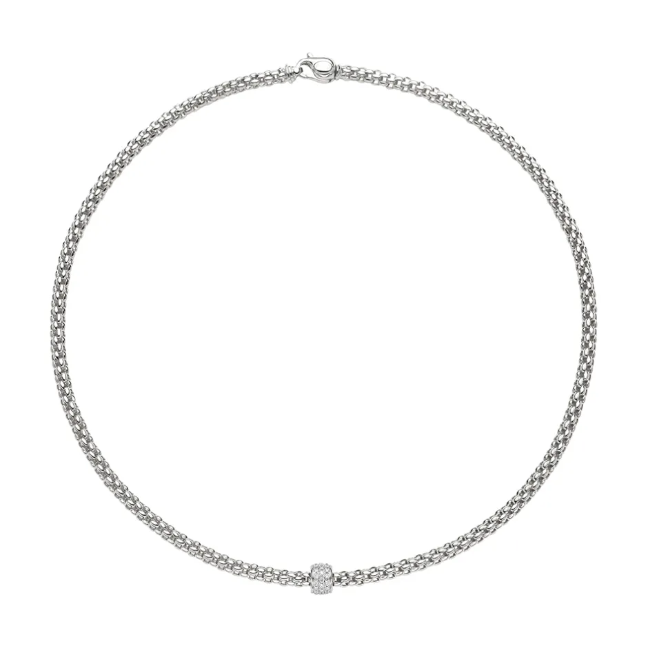 Best Collana Fope Collezione Solo in Oro Bianco con Bariletto in Diamanti Gioielli Fope