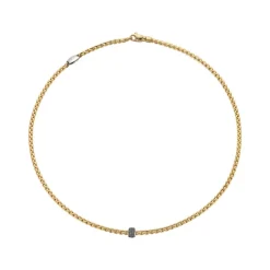 Clearance Collana Fope Flex It Collezione Eka in Oro Giallo e Diamanti Neri Uomo Gioielli Fope Uomo | Gioielli Fope