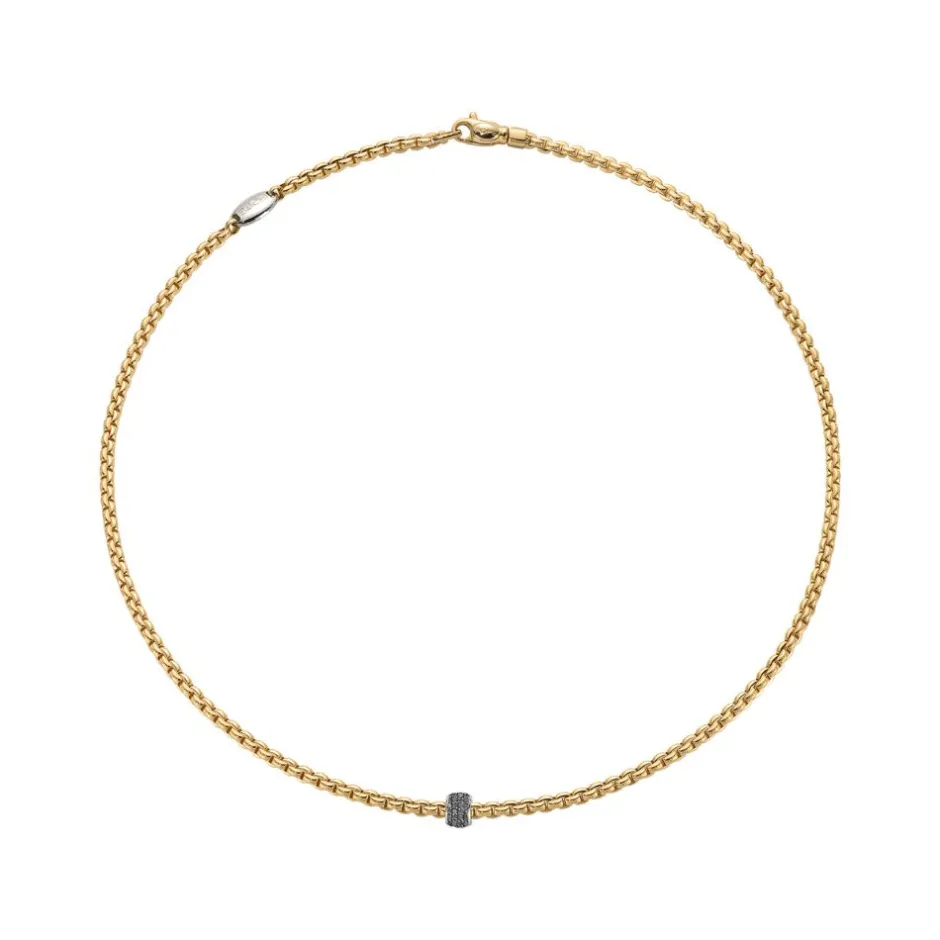 Clearance Collana Fope Flex It Collezione Eka in Oro Giallo e Diamanti Neri Uomo Gioielli Fope Uomo | Gioielli Fope