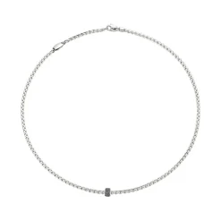 Clearance Collana Fope Flex It Collezione Eka in Oro Bianco e Diamanti Neri Uomo Gioielli Fope Uomo | Gioielli Fope
