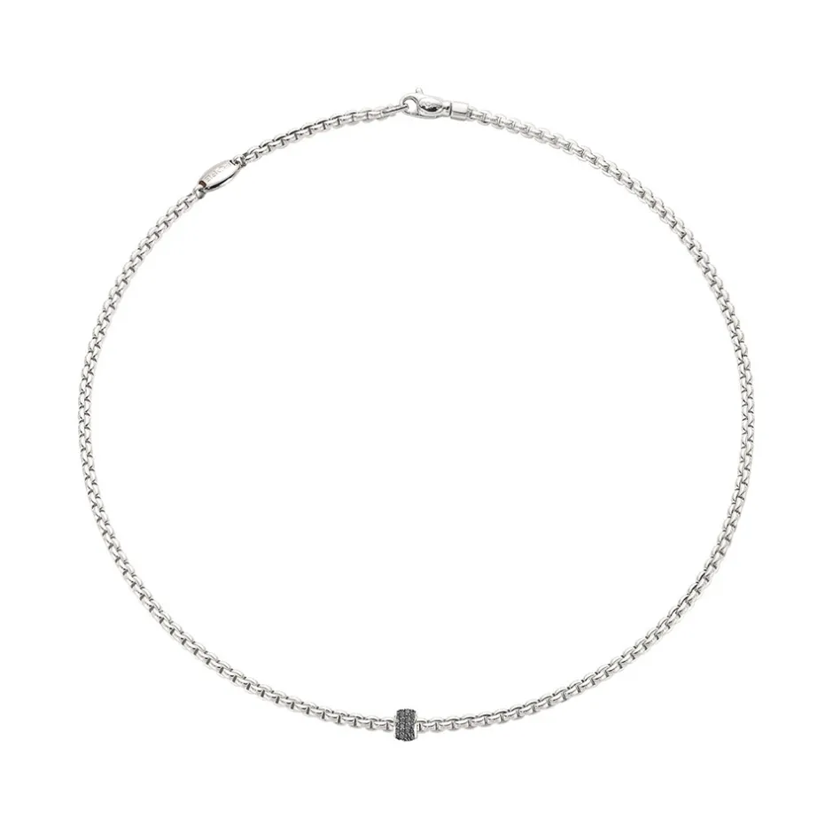 Clearance Collana Fope Flex It Collezione Eka in Oro Bianco e Diamanti Neri Uomo Gioielli Fope Uomo | Gioielli Fope