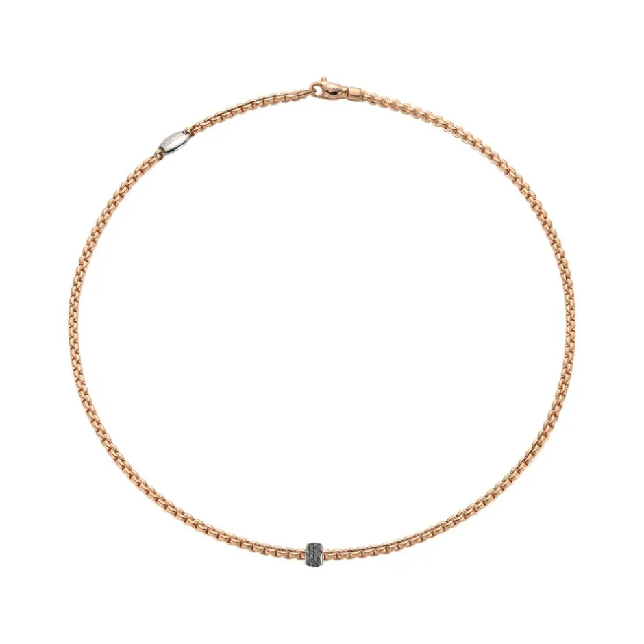Online Collana Fope Flex It Collezione Eka in Oro Rosa e Diamanti Neri Uomo Gioielli Fope Uomo | Gioielli Fope