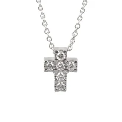 Outlet Collana In Oro Bianco Con Croce in Diamanti Taglio Brillante Le Mie Creazioni | Collane
