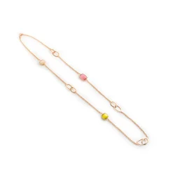 Fashion Collana Madi Collezione Catene Lime con Tre Quarzi Idrotermali Colorati Gioielli Madi