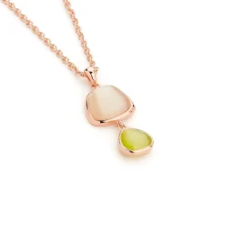 Discount Collana Madi Collezione Laguna con Due Quarzi Idrotermali Avorio e Lime Gioielli Madi