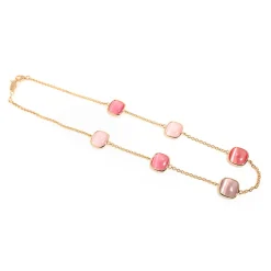 New Collana Madi in Argento Placcato Oro Rosa con Quarzi Rossi Gioielli Madi