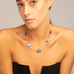 Online Collana Madi Laguna Blu con Quarzi Idrotermali Blu Scuro Gioielli Madi