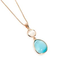 Best Collana Madi Laguna Goccia Pendenti con Quarzo Azzurro Gioielli Madi