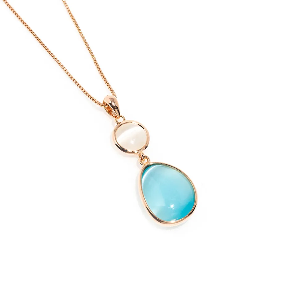 Best Collana Madi Laguna Goccia Pendenti con Quarzo Azzurro Gioielli Madi