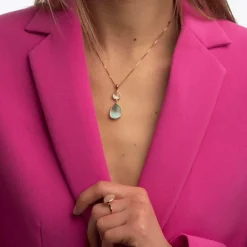 Hot Collana Madi Laguna Goccia Pendenti con Quarzi Idrotermali Tondi Gioielli Madi