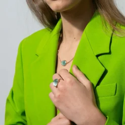 Hot Collana Madi Laguna Goccia con Quarzi Verde Acqua e Ghiaccio Gioielli Madi