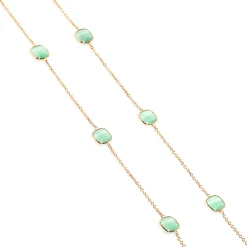 Hot Collana Madi Laguna Mono Lunga con Nove Pietre Verde Acqua Gioielli Madi