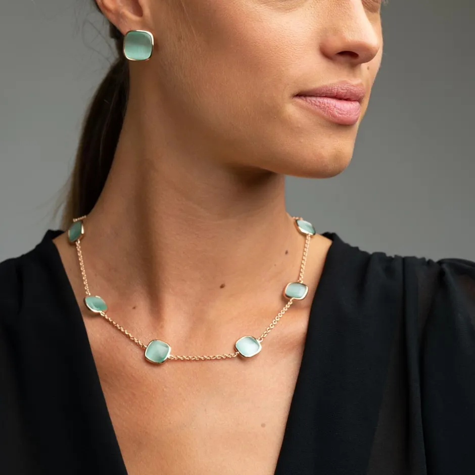 Clearance Collana Madi Laguna Mono con Sei Quarzi Verdi Gioielli Madi