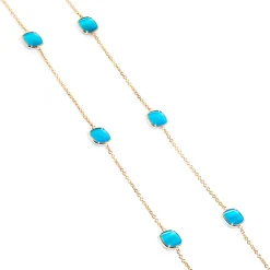 New Collana Madi Laguna Mono Lunga con Nove Pietre Azzurre Gioielli Madi