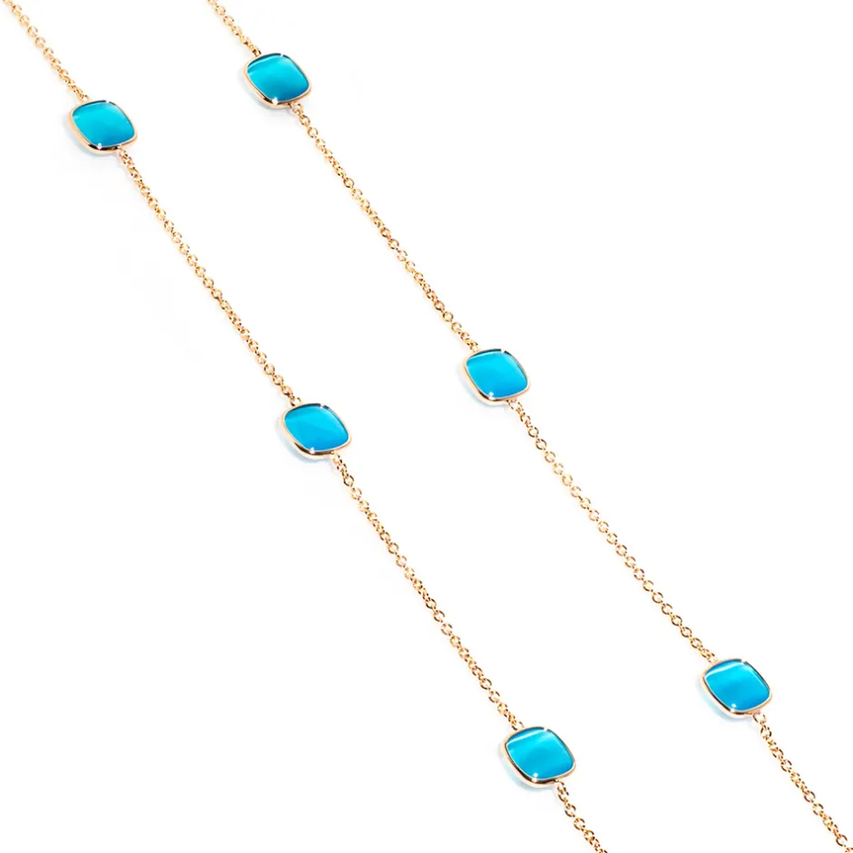New Collana Madi Laguna Mono Lunga con Nove Pietre Azzurre Gioielli Madi