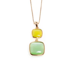 Fashion Collana Madi Laguna Oliva Pendenti con Quarzi Idrotermali Quadrati Gioielli Madi