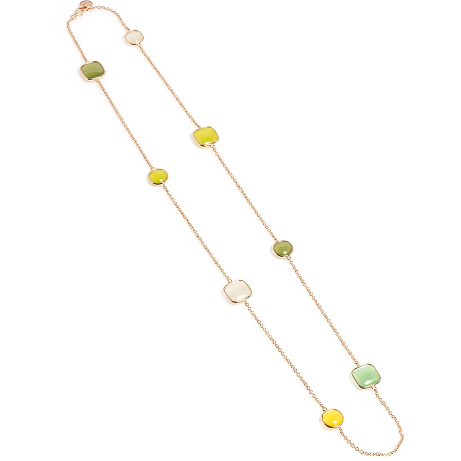 Clearance Collana Madi Laguna Oliva con Otto Pietre Colorate Gioielli Madi