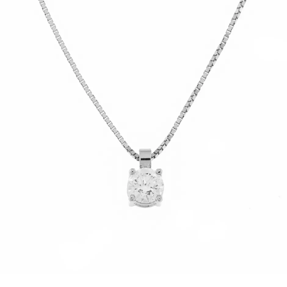 Hot Collana Punto Luce in Oro Bianco con Diamante 0,25 Carati Collane Punto Luce