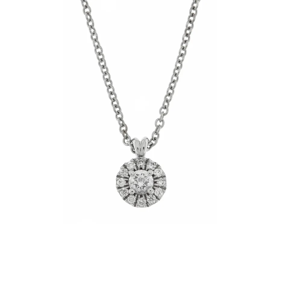 Hot Collana Punto Luce Pave in Oro Bianco con Diamanti Collane Punto Luce | Collane