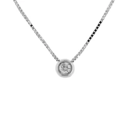 Fashion Collana Punto Luce Cipollina in Oro Bianco con Diamante 0,10 Carati Collane Punto Luce