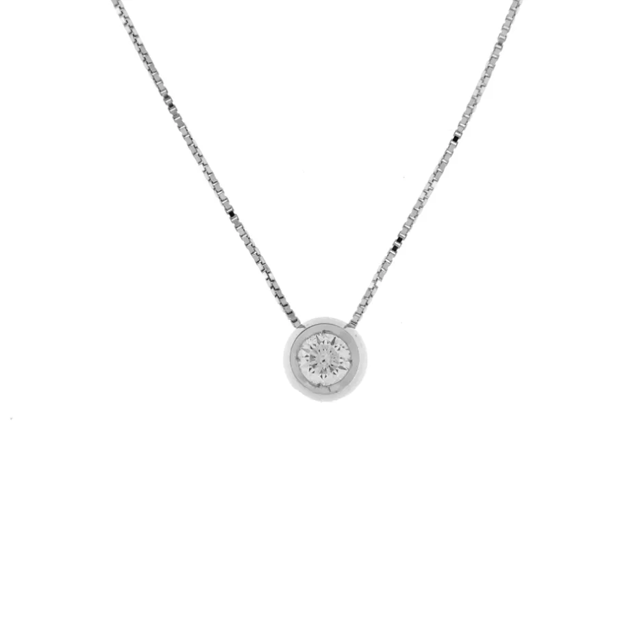 Hot Collana Punto Luce in Oro Bianco con Diamante 0,15 Carati Collane Punto Luce