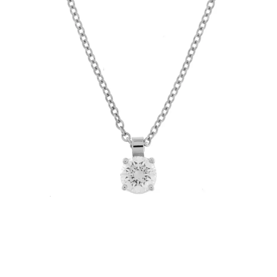 Fashion Collana Punto Luce in Oro Bianco con Diamante 0,36 Carati GIA Collane Punto Luce