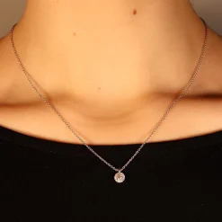 Hot Collana Punto Luce Pave in Oro Bianco con Diamanti Collane Punto Luce | Collane
