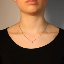 Fashion Collana Punto Luce Cipollina in Oro Bianco con Diamante 0,10 Carati Collane Punto Luce