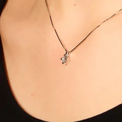 New Collana Punto Luce in Oro Bianco con Diamante 0,36 Carati IGI Collane Punto Luce