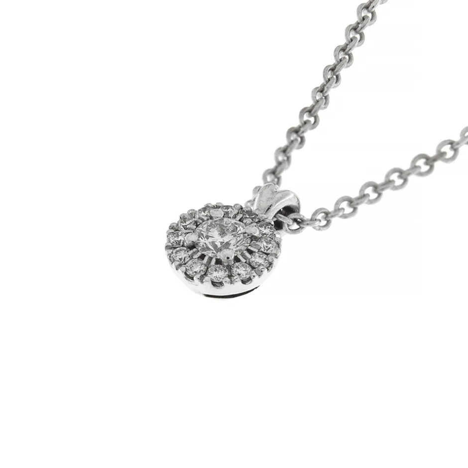 Hot Collana Punto Luce Pave in Oro Bianco con Diamanti Collane Punto Luce | Collane