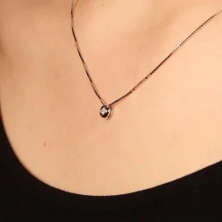 Fashion Collana Punto Luce Cipollina in Oro Bianco con Diamante 0,10 Carati Collane Punto Luce