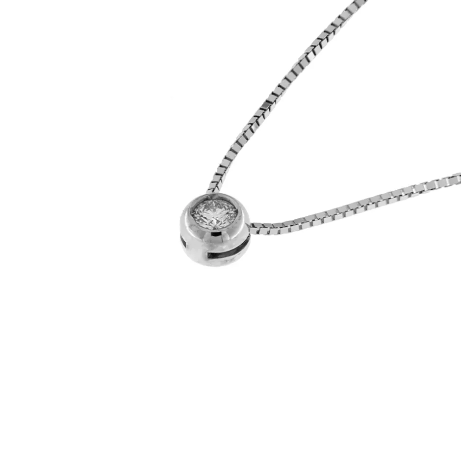 Fashion Collana Punto Luce Cipollina in Oro Bianco con Diamante 0,10 Carati Collane Punto Luce