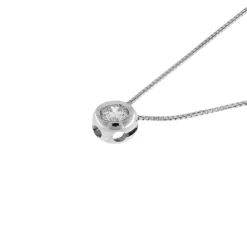 Hot Collana Punto Luce in Oro Bianco con Diamante 0,15 Carati Collane Punto Luce