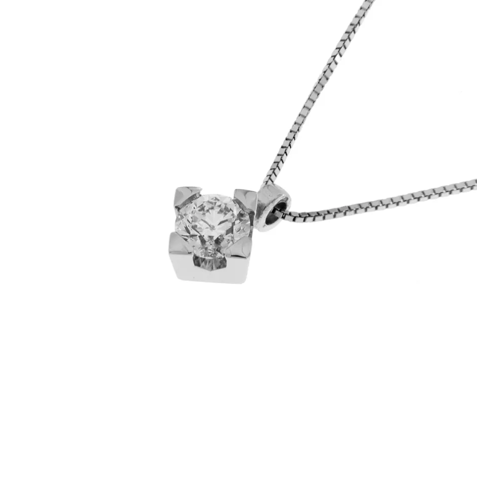 Hot Collana Punto Luce in Oro Bianco con Diamante di 0,40 Carati GIA Collane Punto Luce