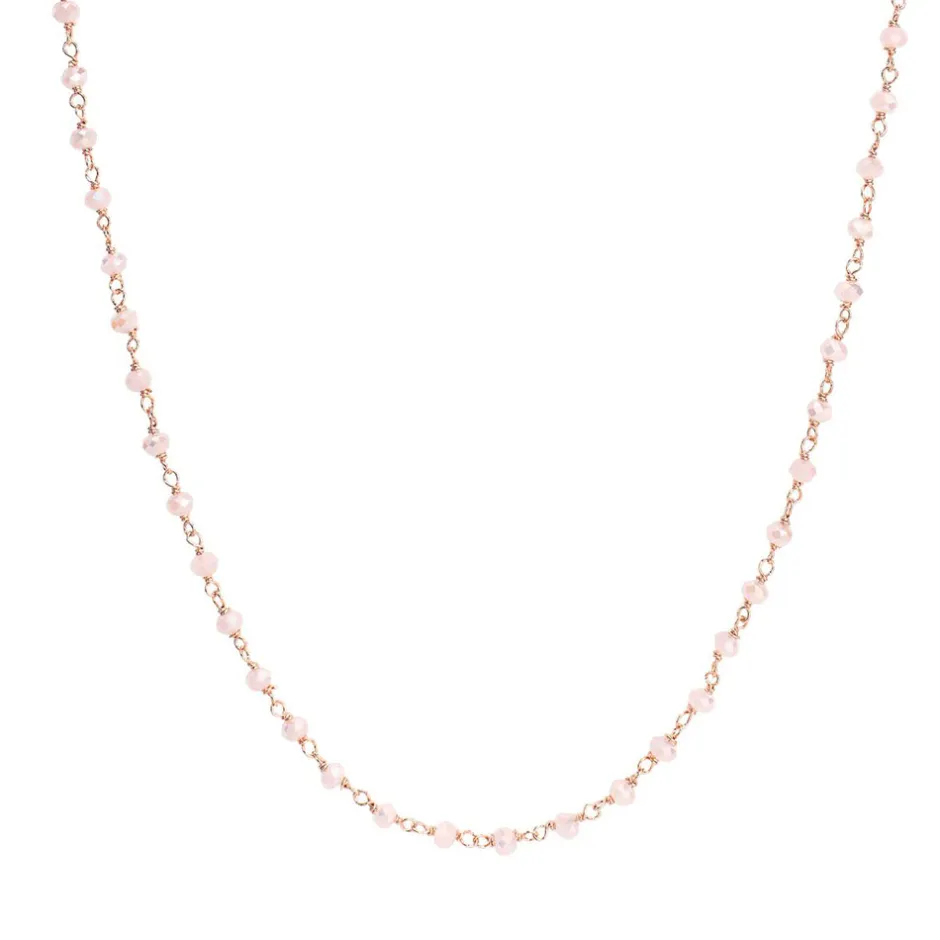Clearance Collana Rosario Amen in Argento Rosè con Cristalli Rosa Lunghezza CM. 70 Collezione Romance Gioielli Amen | Outlet Gioielli