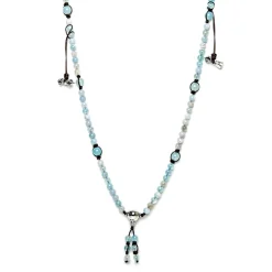 Online Collana Tamashii Mudra Agata Azzurra Sky Striata Gioielli Tamashii