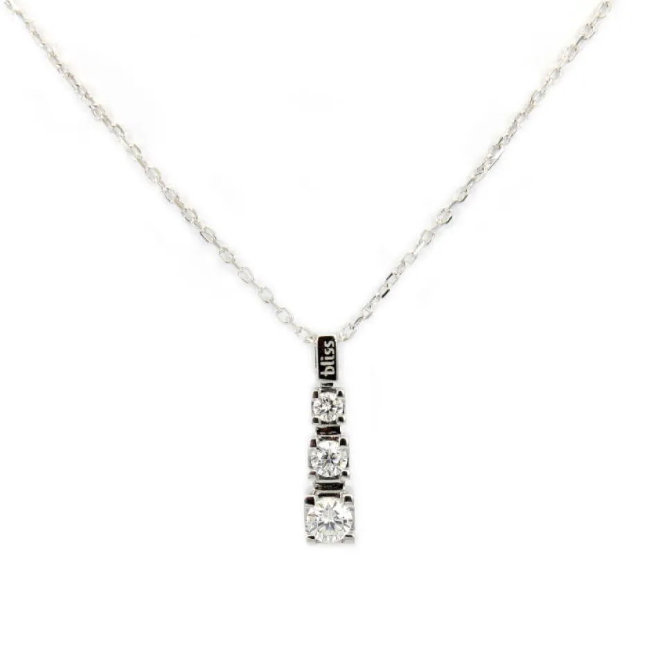 New Collana Trilogy Bliss In Oro Bianco e Diamanti Taglio Brillante Outlet Gioielli | Collane