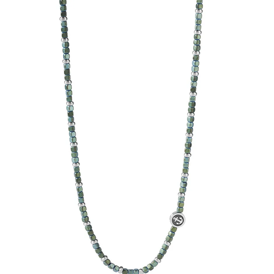 Discount Collana Uomo Comete Gioielli In Acciaio e Ematite Verde Collezione Life Lunghezza Cm. 50 Uomo Gioielli Comete Uomo