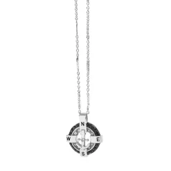 Fashion Collana Uomo Comete Gioielli in Acciaio Con Zirconi Neri Collezione Waves Uomo Gioielli Comete Uomo