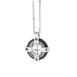 Fashion Collana Uomo Comete Gioielli in Acciaio Con Zirconi Neri Collezione Waves Uomo Gioielli Comete Uomo
