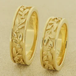 Outlet Coppia Fedi Collezione Floral in Oro Giallo Fedi Nuziali